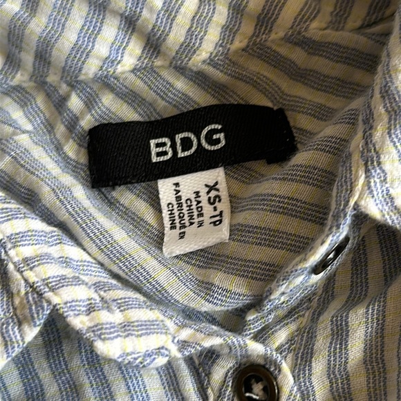 Urban Outfitters BGD Ladies Oversized Lightweight Woven Blue Yellow Stripe Shirt - Picture 7 of 9